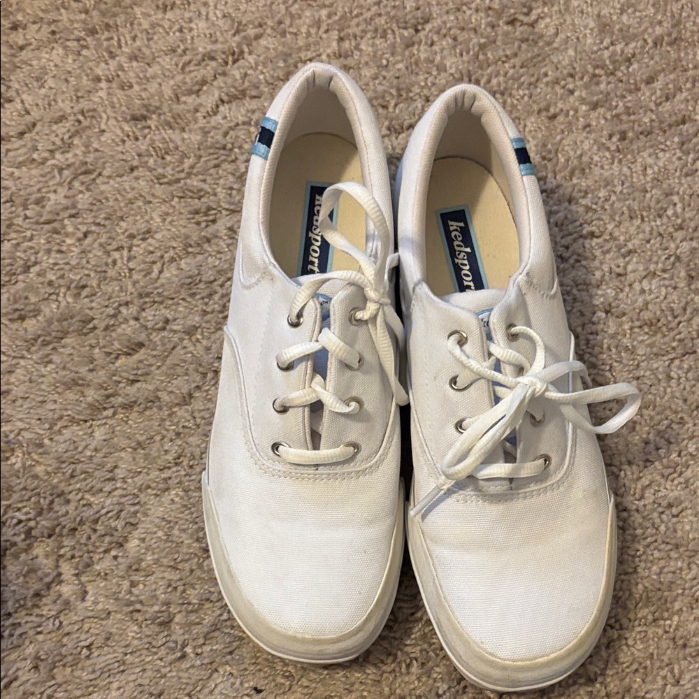 Keds White Canvas Low-Top Lace-Up Sneakers womens Size 9